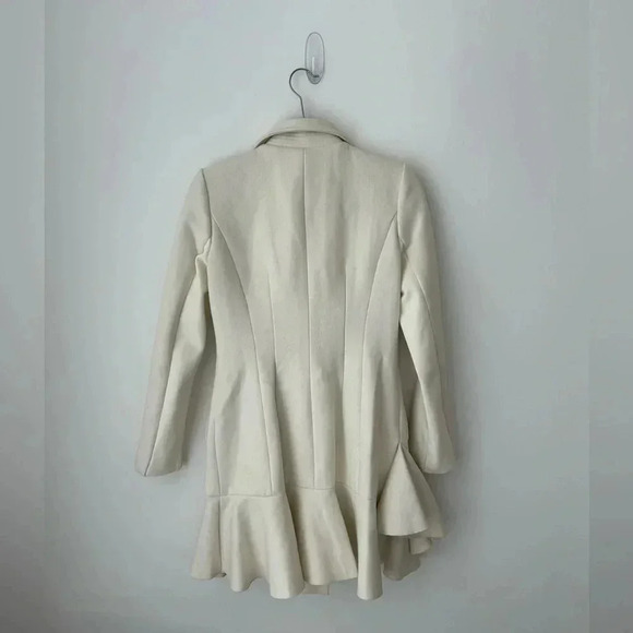 BCBG Maxazria wool Ivory Talia Pea Coat peplum Size XS - Picture 8 of 14